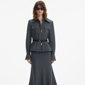 self-portrait Grey Twill Midi Dress Size: US0 - MSRP $690 - NWT